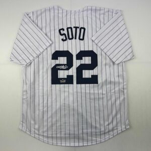Facsimile Autographed Juan Soto New York Pinstripe Reprint Laser Auto Baseball Jersey Size Men’s XL