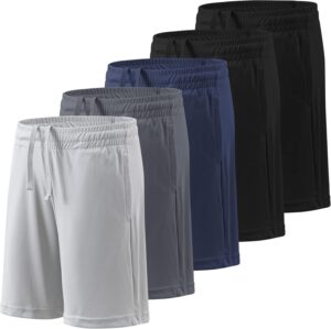 BALENNZ Boy’s 5-Pack Athletic Shorts Kids Youth Quick Dry Active Performance Basketball Shorts with Pockets Elastic Waistband