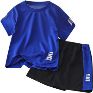 Boys Short Sleeve T Shirt Track Shorts Set Two Piece Outfit Training Sportswear Suit Big Boys Track Suits Tracksuits