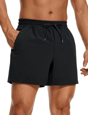 CRZ YOGA Men’s Linerless Workout Shorts – 5” Lightweight Quick Dry Running Sports Athletic Gym Shorts with Pockets