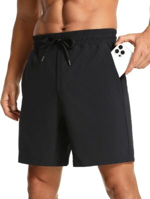 CRZ YOGA Men’s Linerless Workout Shorts – 7” Quick Dry Running Sports Athletic Gym Shorts with Pockets