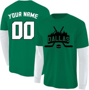 Custom Hockey Long Sleeve Shirt, City Skyline for Men, Women, Youth, Gifts, Personalized Name Number S-5XL