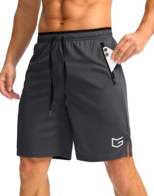 G Gradual Men’s Gym Shorts wtih Zipper Pocket 9″ Athletic Basketball Mesh Shorts for Men Workout Quick Dry Lightiweight