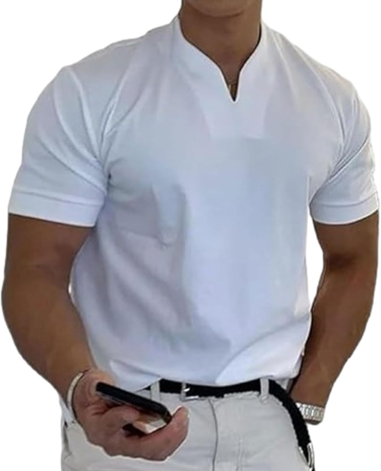 Jogestblish Mens Shirts 2024 Men Gentlemans Business Short Sleeve Fitness T Shirt, Joggers Blish Mens Shirts