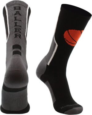 MadSportsStuff Baller Basketball Socks with Basketball Logo Crew Length
