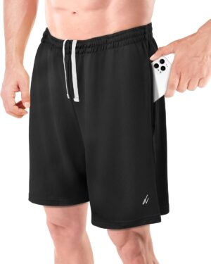 NY Threads Men’s Athletic Shorts Quick Dry Loose-Fit Lightweight Running Workout Gym Shorts with Pockets