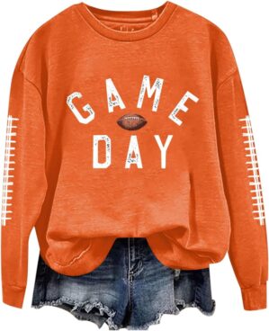 Ogiraw Game Day Football Sweatshirt For Women Graphic Print Sunday Casual Long Sleeve Crewneck 2024 Fall Pullover