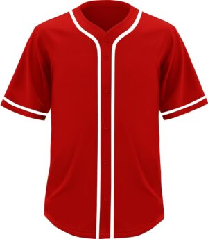 Red Blank Baseball Jersey for Men Casual Button-Down Short Sleeve Athletic Team Uniform(Large Size)