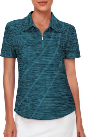 Viracy 1/4 Zip Up Womens Golf Polo Shirts Short Sleeve Moisture Wicking Workout Tops