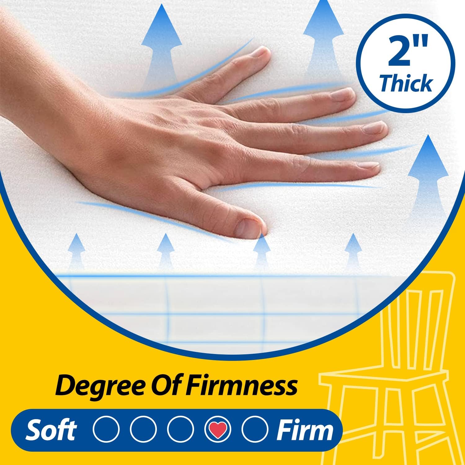 AAAAAcessories D-Shaped Chair Cushions, 2" Thick Dining Chair Pads with Ties and Removable, Machine-Washable Cover, 17" x 16", Set of 6, Oatmeal Beige - Image 3