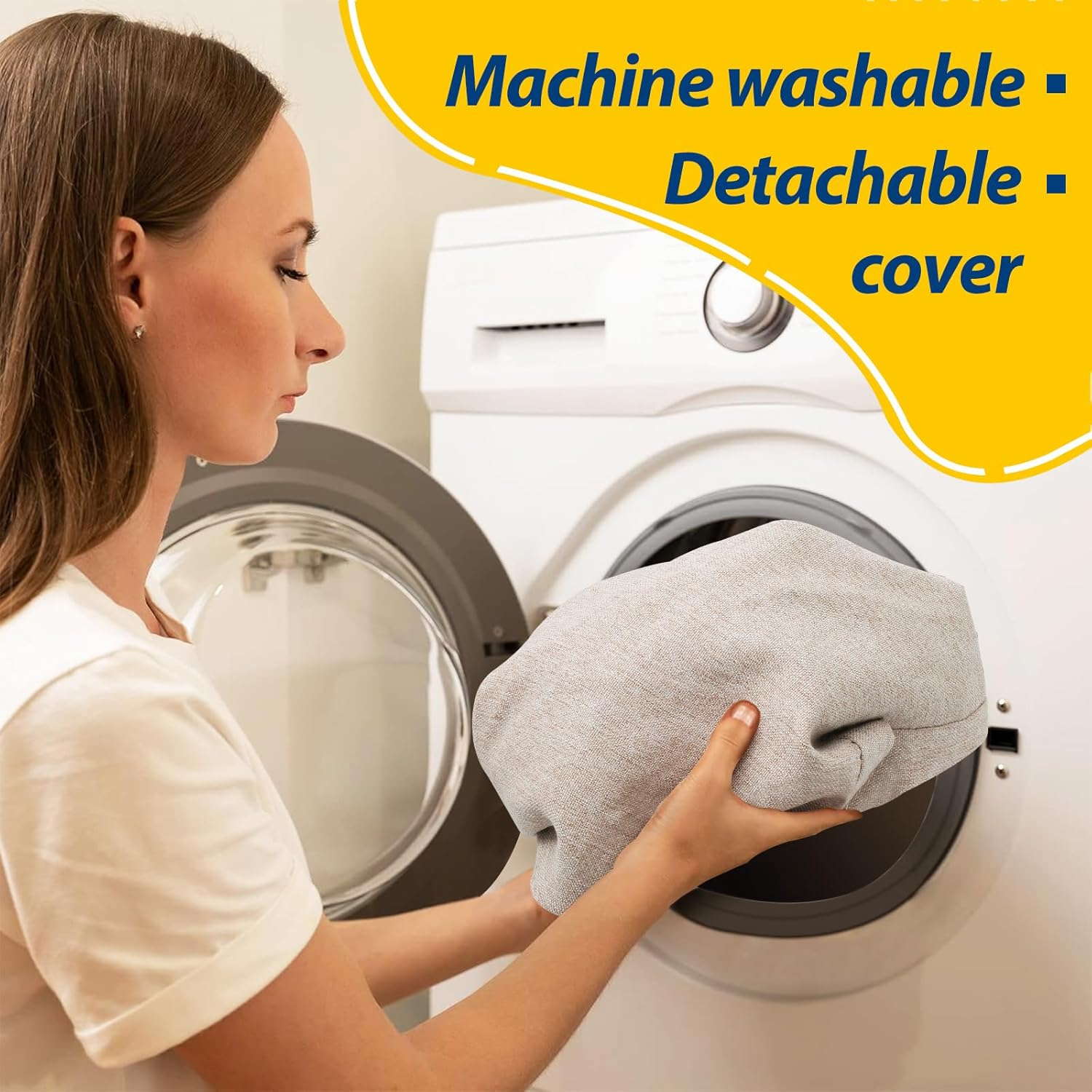 AAAAAcessories D-Shaped Chair Cushions, 2" Thick Dining Chair Pads with Ties and Removable, Machine-Washable Cover, 17" x 16", Set of 6, Oatmeal Beige - Image 5