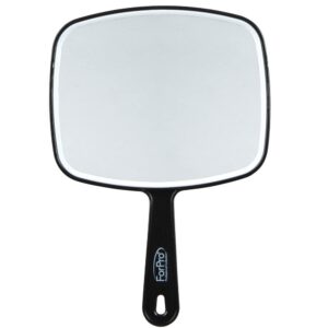 ForPro Professional Collection Premium Hand Mirror with Handle, 6.3″ W x 9.6″ L, Multi-Purpose Handheld Mirror with Distortion-Free Reflection, Black