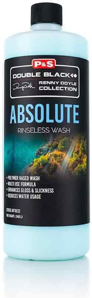 P&S Professional Detail Products Absolute Rinseless Wash – Premium Soap Alternative, Emulsifies Dirt, Softens Water, Safe on Paint, Coatings, Wraps, PPF & Interior Surfaces – 1 Quart