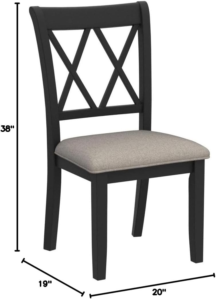 Roundhill Furniture Windvale Fabric Upholstered Dining Chair, Set of 2, Black - Image 2