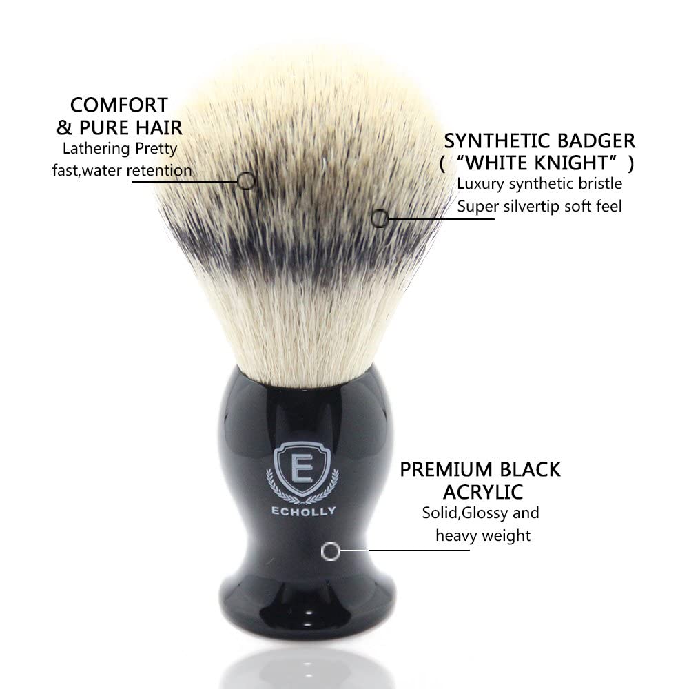Luxury Shaving Brushes For Men by Echolly-Super Strong NO Shedding Bristle Shave Brushes for Men-Smooth Acrylic Handle Legacy Shave Brush-Rich and Fast Lather Shaving Cream Brush Gifts for Fathers Day - Image 4