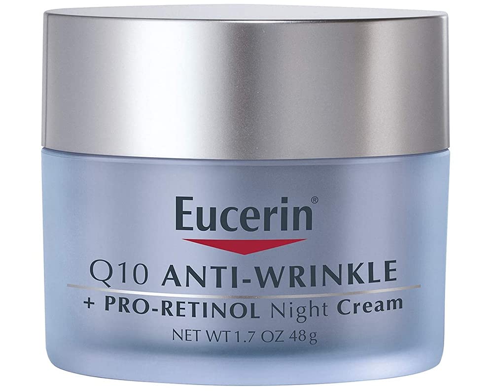 Eucerin Q10 Anti-Wrinkle Night Cream + Pro-Retinol, Facial Cream for Sensitive Skin, 1.7 Oz Jar - Image 3