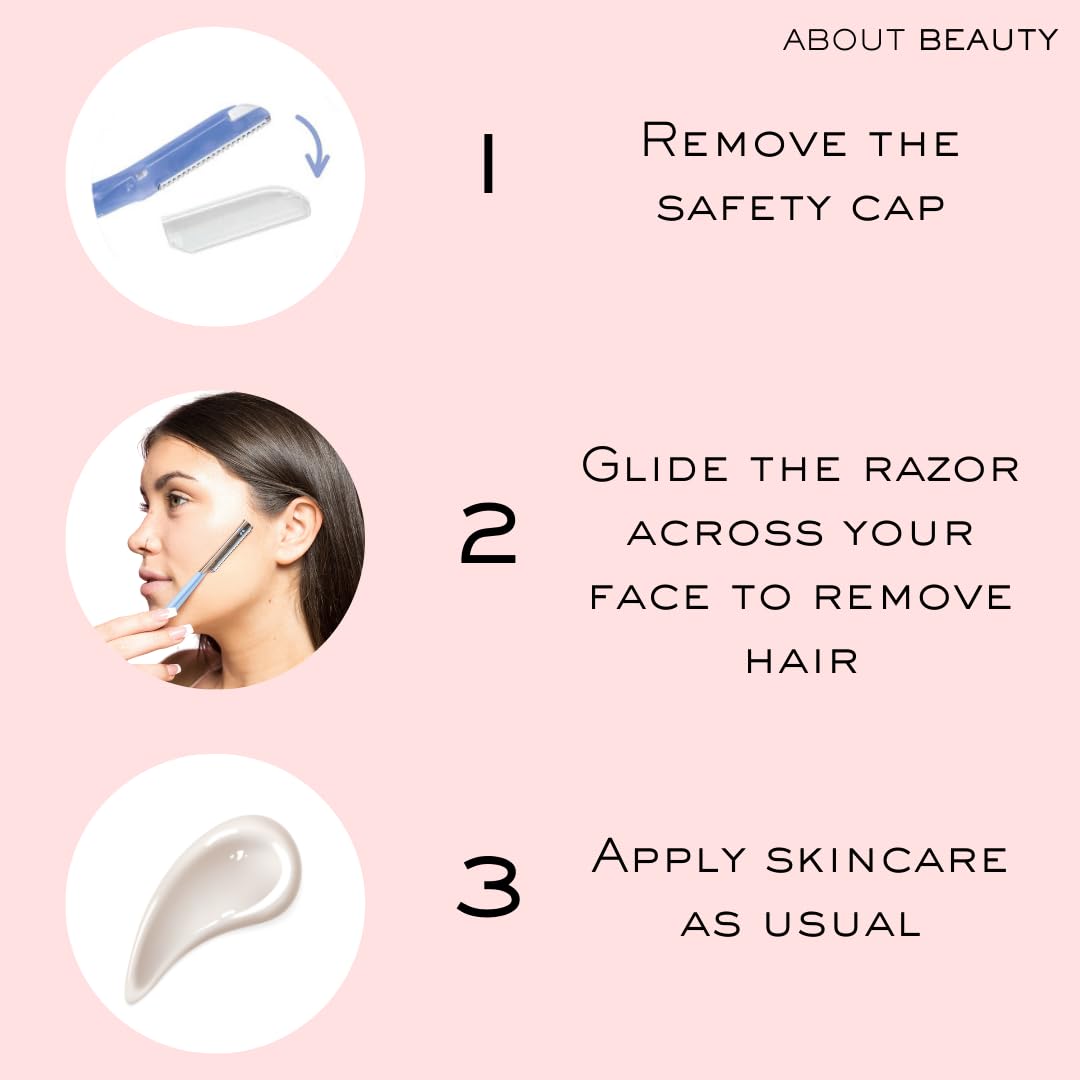 About Face Ultimate Complete Facial Perfecting Kit - 3 Beauty Groomers for Hair Removal, Ideal for Shaving, Exfoliating, Dermaplaning and Brow Shaping, Japanese Steel Gently Removes Facial Hair - Image 3