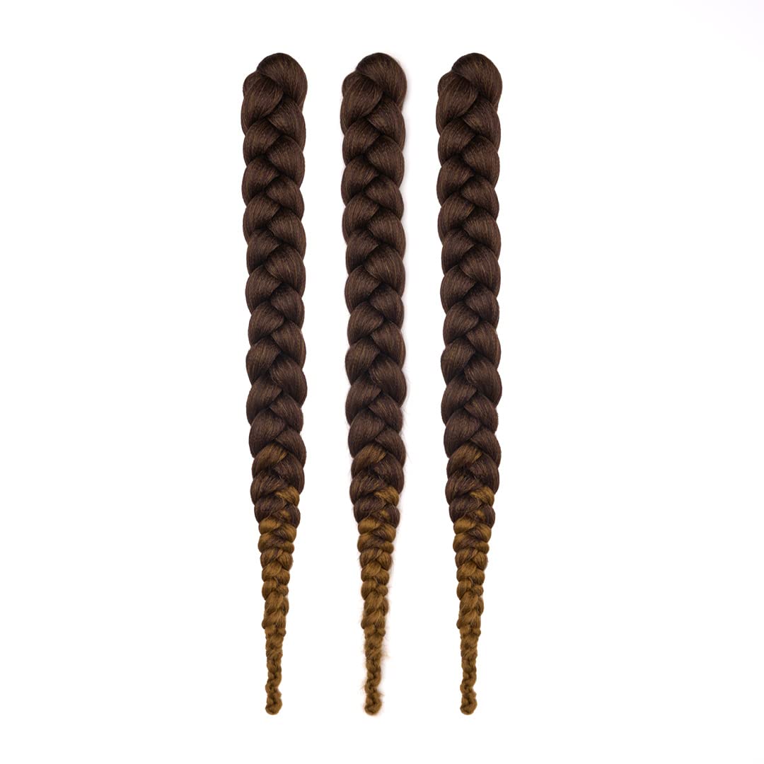 3 Pack Hypoallergenic Pre-Stretched Braiding Hair, 28 Inches, Itch-Free, Fast Drying, Hot Water Set, Light-weight-85g, Synthetic, Soft textured, Natural Looking color-(#33/27)