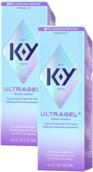 K-Y Ultragel Premium Water-Based Body Friendly Formula 4.5 Fl Oz. Personal Lubricant for Wetter Sex for Men, Women and Couples & Safe to Use with Silicone Toys (2 Pack)