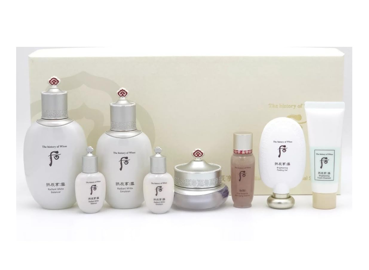 Korea Luxury Skincare_THE WHOO Moisture & Anti-Aging Special 8pcs Set (Balancer, Emulsion, Cream, Cleanser, Peeling Gel, Moisture Anti-Aging Essence + Mini Balancer, Mini Emulsion) - Image 2