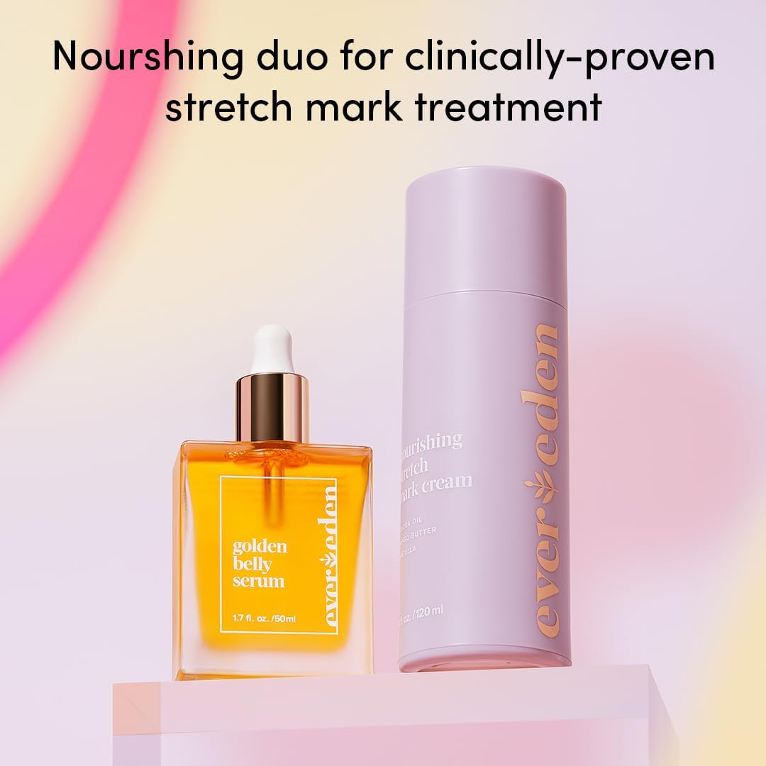 Evereden Mama DUO w/t Gua Sha - Golden Belly Stretch Mark Oil & Nourishing Stretch Mark Cream - Dermatologist-Developed Clean & Vegan Maternity Skin Care for Skin Hydration - Image 5