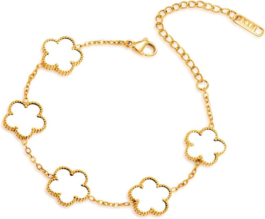 18K Gold-Plated Four Leaf Clover Bracelet for Women,Adjustable lucky Bracelet Set Jewelry Gift-Hypoallergenic Charm for Birthdays, Wellness & Daily Wear