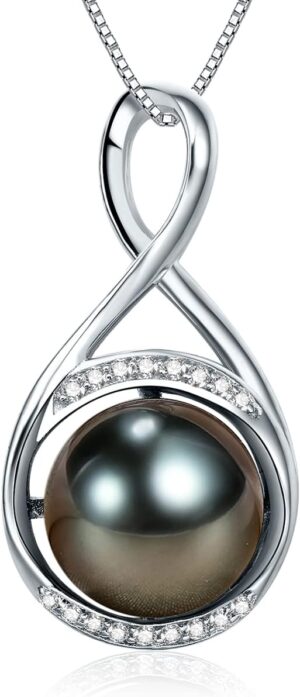 Gifts for Women Mom-Wedding-Anniversary-Wife-Jewelry-Tahitian -Black-Pearl-Necklace for Women Birthday for Womens Her Girlfriend Valentines Day Mothers Day Christmas Gifts for Wife Mom
