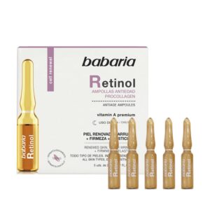 Babaria – Retinol Ampollas Antiedad Procollagen, Piel Renovada, Firme y Elástica, con Vitamin A Premium, Apto para Todo Tipo de Pieles, Incluso Sensibles – 5 Uds de 2 ml