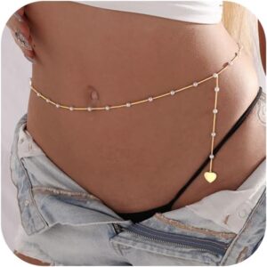 14K Gold Plated Body Chains Dainty Boho Layered Beach Waist Chain Adjustable Bikini Belly Chain Jewelry Accessories for Women Sexy