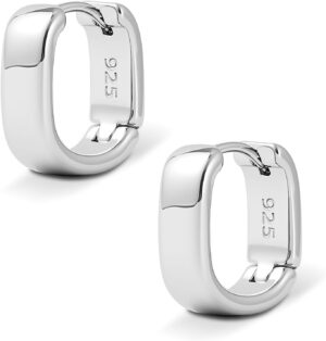 Small Hoop Earrings for Women, 925 Sterling Silver Chunky Hoops Earrings, Hypoallergenic Huggie Hoops, Small Thick Huggie Hoop Earrings for Jewelry Gifts