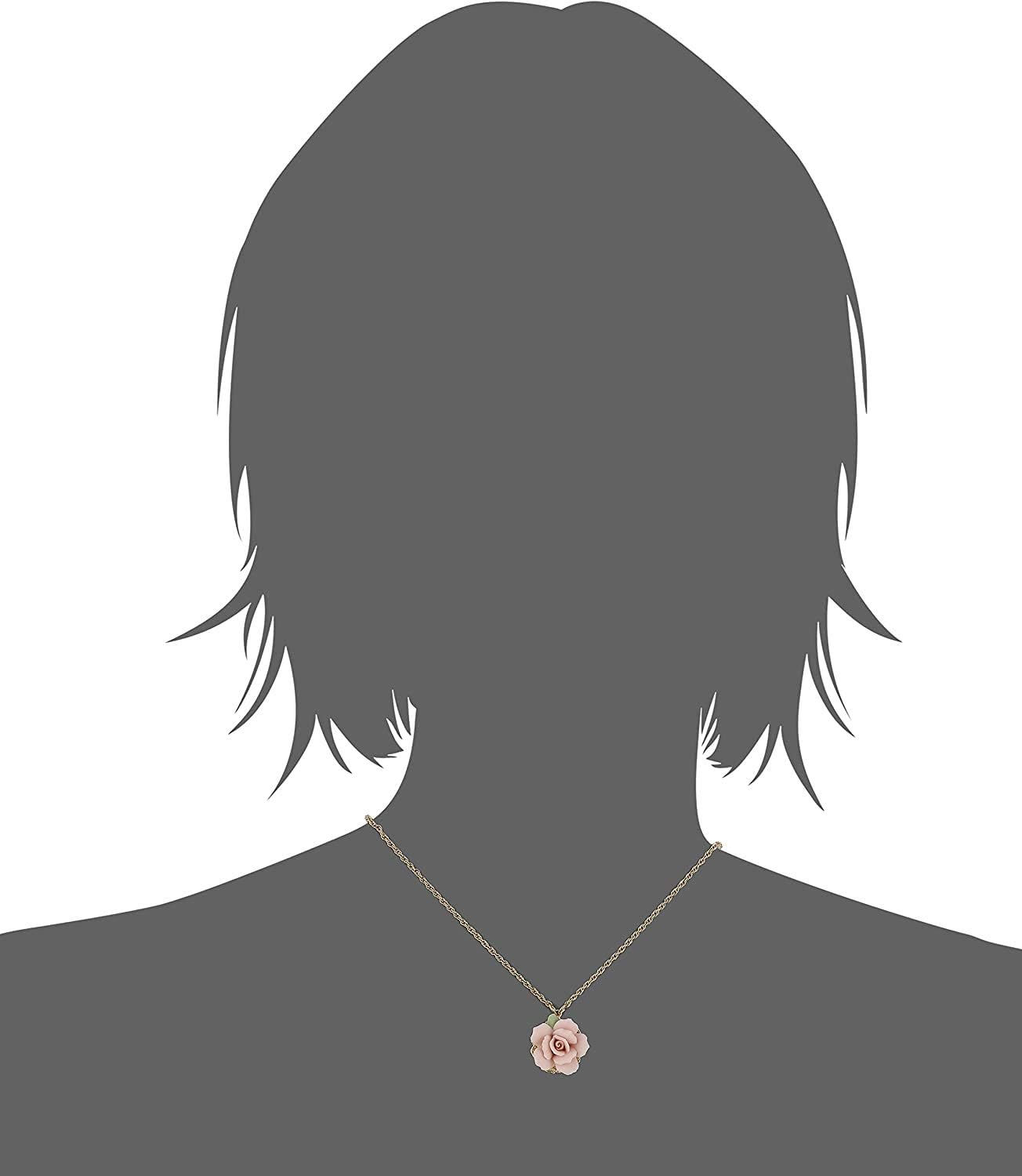 1928 Jewelry Genuine Porcelain Rose Pendant Necklace For Women 16" + 3" Extender, Handmade Flowers, Timeless Floral Jewellery, Made In USA - Image 2