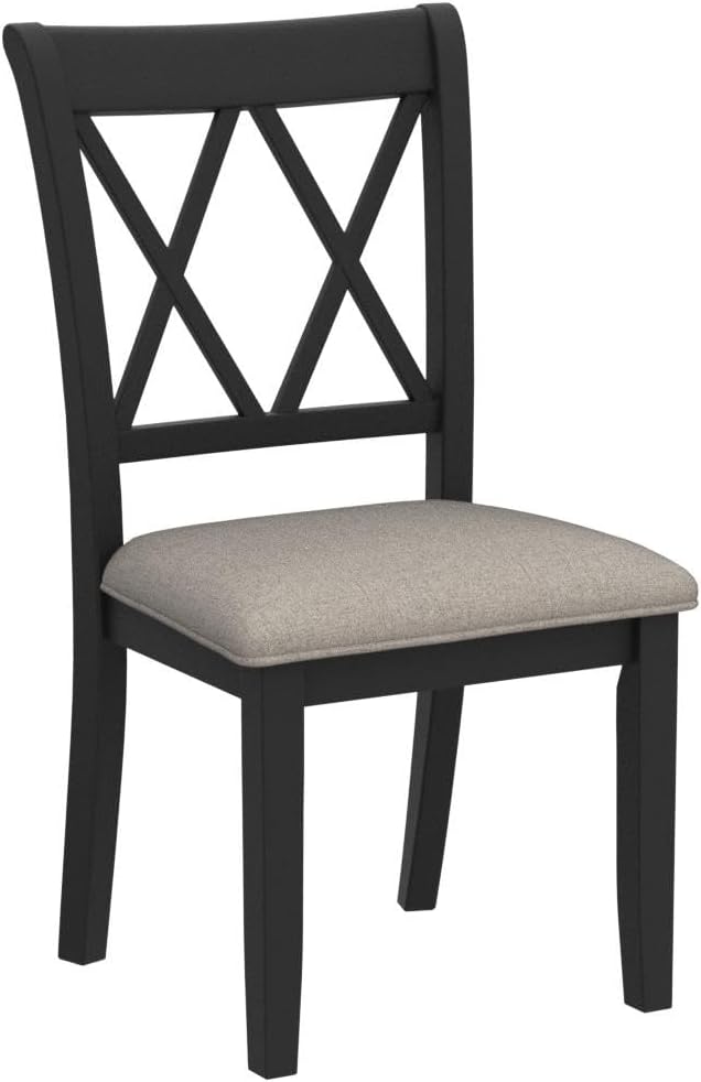 Roundhill Furniture Windvale Fabric Upholstered Dining Chair, Set of 2, Black - Image 5