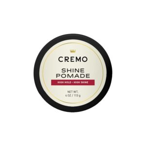 Cremo Hair Pomade for Men – Premium Barber Grade Pomade, High Hold & Shine, Hair Styling, 4 Oz
