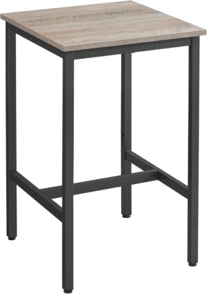VASAGLE Bar Table, Small Kitchen Dining Table, High Top Pub Table, Height Cocktail Table for Living Room Party, Sturdy Metal Frame, 23.6 x 23.6 x 36.2 Inches for Narrow Spaces, Greige and Black