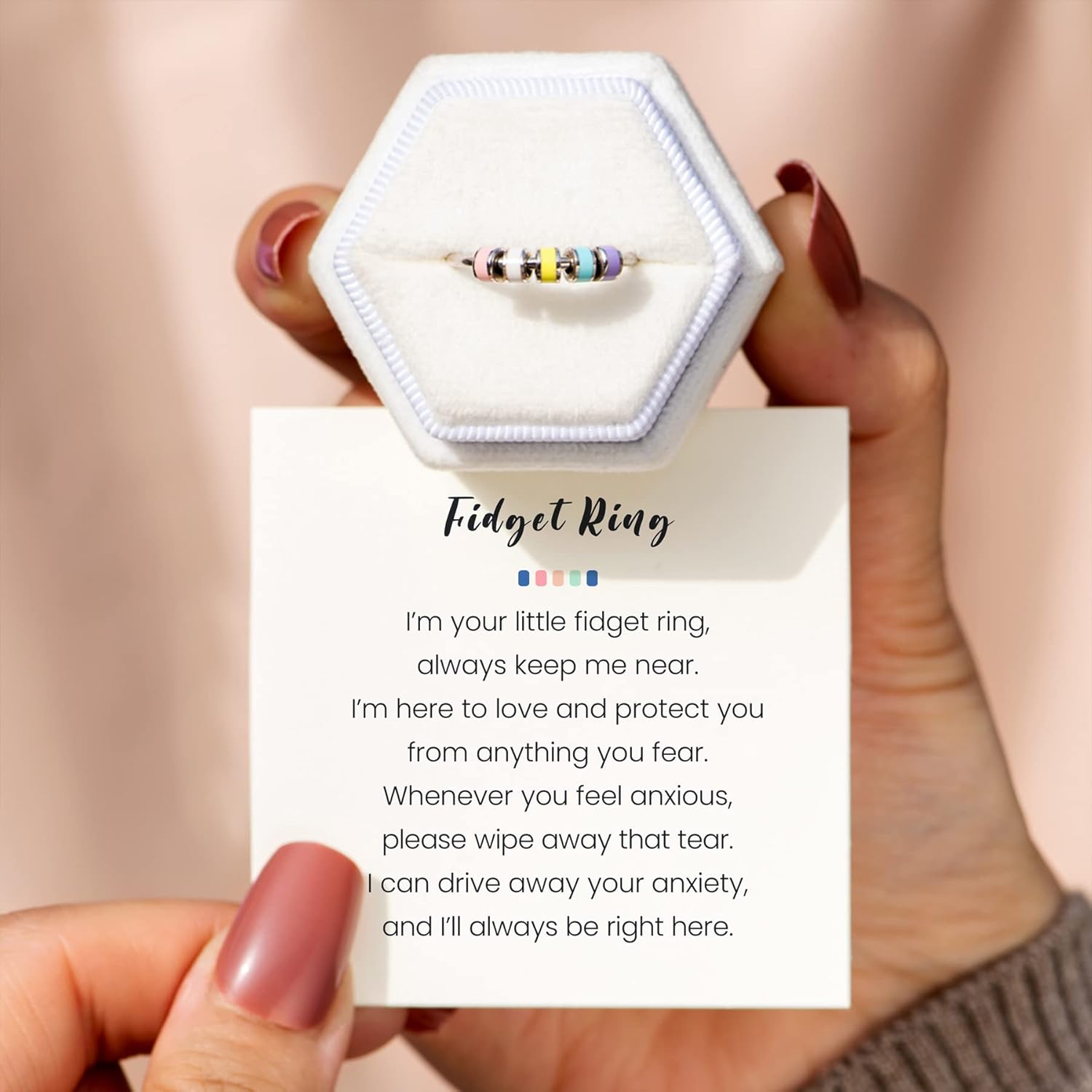 STORYJEWELLERY Fidget Ring, Anxiety Rings for Women, Spinner Ring, Silent Spinning Stress Rings, Fidget Jewelry, Womens Gifts - Image 4