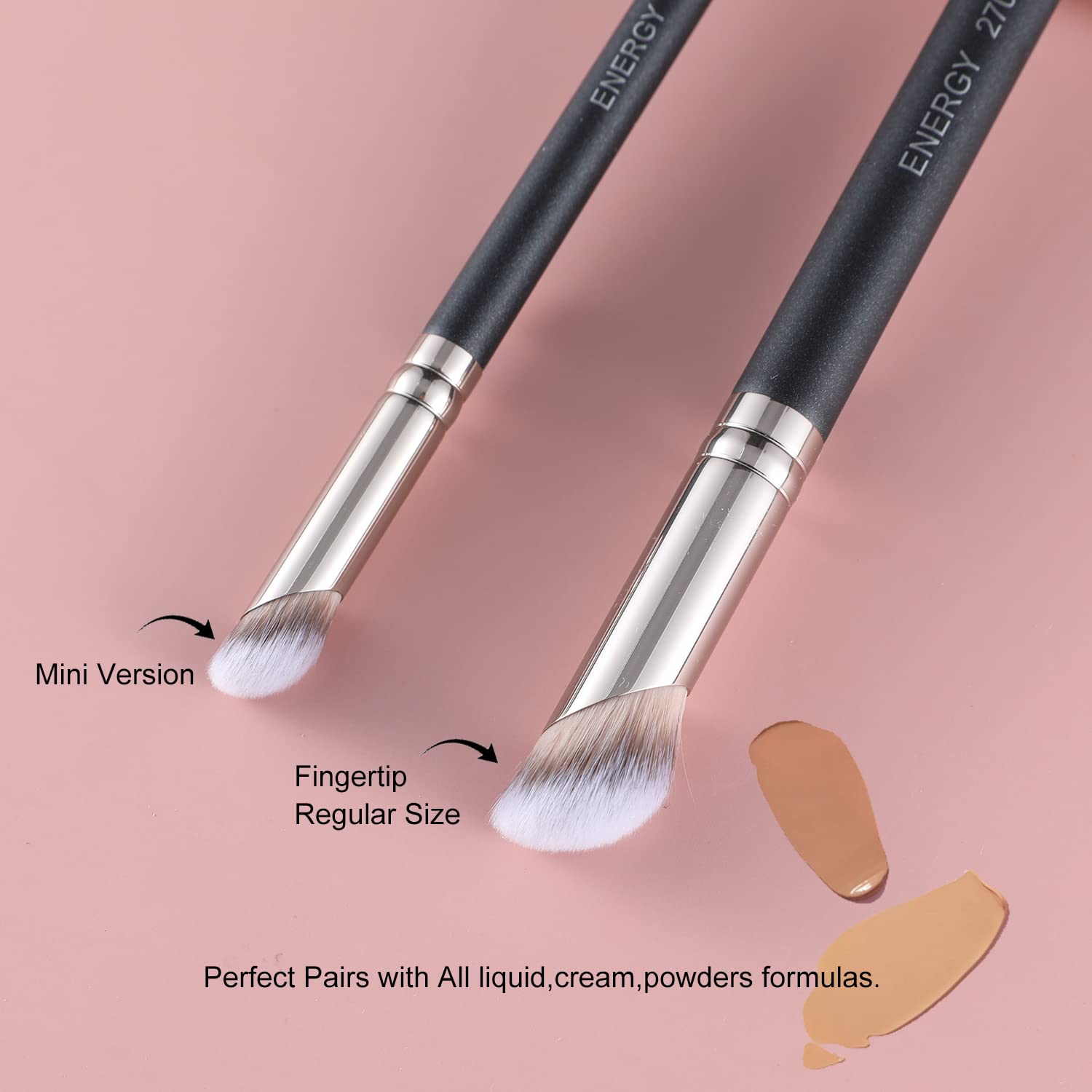ENERGY Foundation Brushes Set - Angled Brush & Mini Concealer Brush Premium Synthetic Eye Makeup Bushes for Blending Liquid Foundation Cream Powder Cosmetics 270S/370S - Image 2