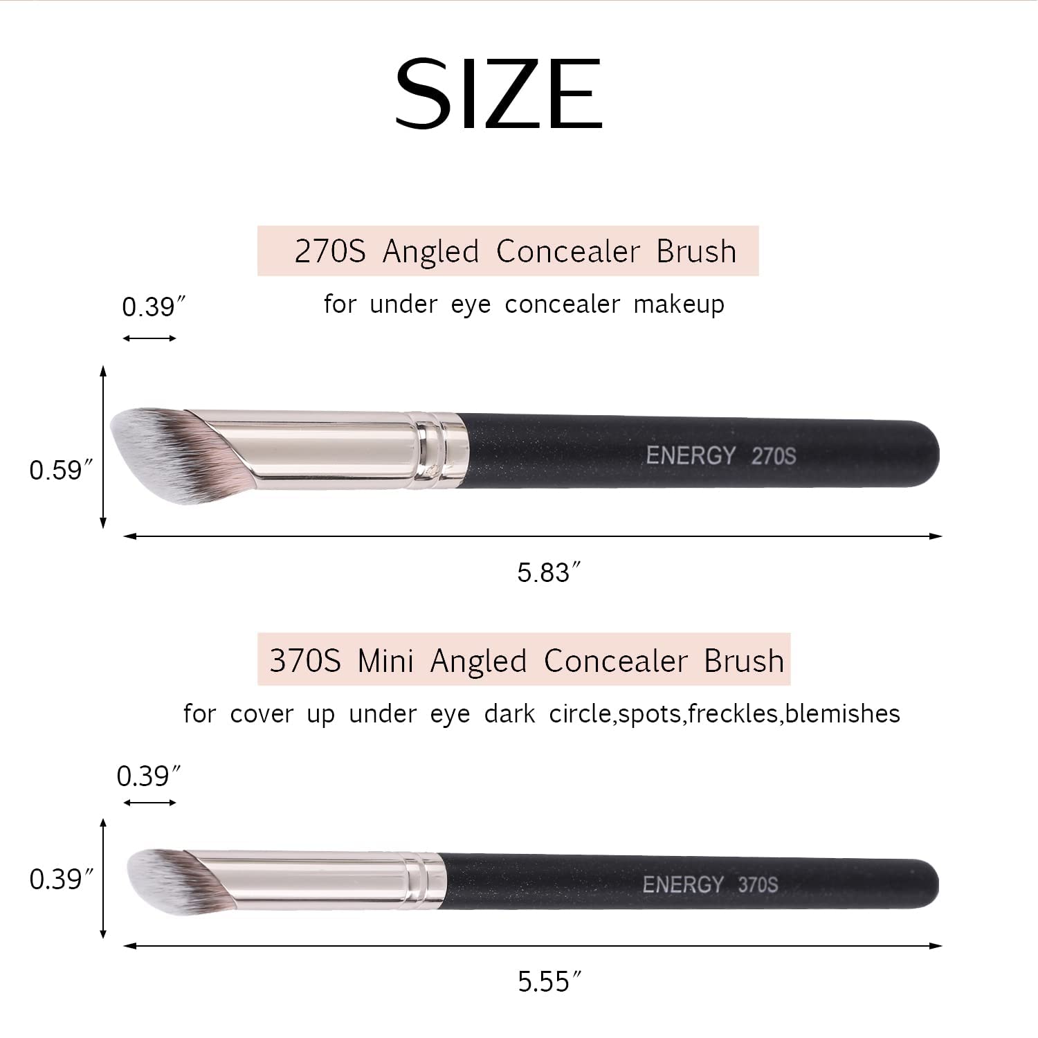 ENERGY Foundation Brushes Set - Angled Brush & Mini Concealer Brush Premium Synthetic Eye Makeup Bushes for Blending Liquid Foundation Cream Powder Cosmetics 270S/370S - Image 5