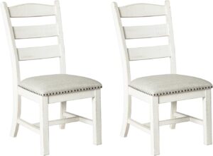 Signature Design by Ashley Valebeck Vintage Farmhouse Cushioned Dining Chair, 2 Count, Whitewash