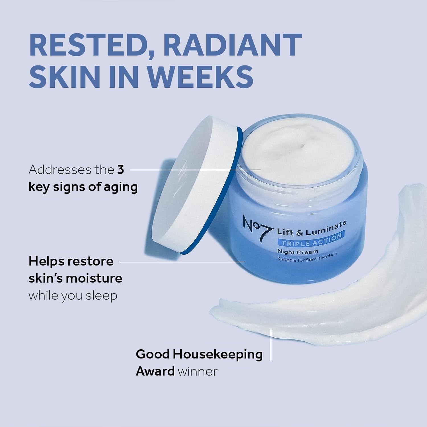 No7 Lift & Luminate Triple Action Skincare Set - Broad Spectrum Anti Aging Day Cream SPF 30 + Vitamin C Wrinkle Serum + Collagen Peptide Brightening Night Cream (3 Piece Kit) - Image 5