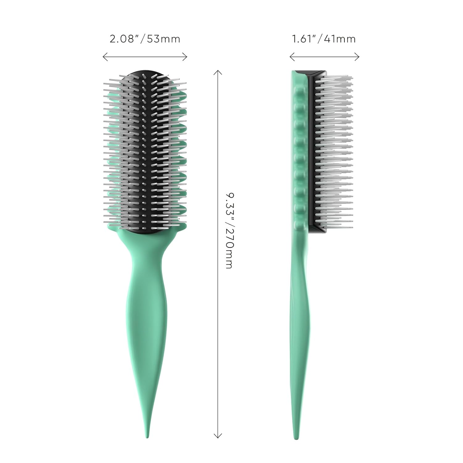 AM8:00 Curl Defining Brush,9Rows Premium Styling Hairbrush for Curly Hair, Enhances Curls Definition & Separation, (Green) - Image 7