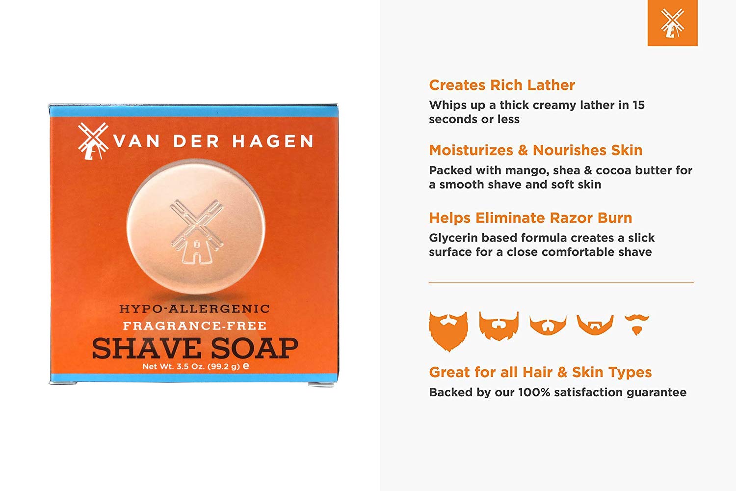 Van Der Hagen Men's Luxury Fragrance Free Shave Soap (Pack of 3) - Image 2