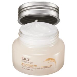The Face Shop Rice Ceramide Moisturizing Cream – Rice Extract + Rice Bran Oil – Hydrating Targets Dryness, Brightening – Dermatologically Tested – Lightweight Moisturizer Face Cream – Korean Skin Care