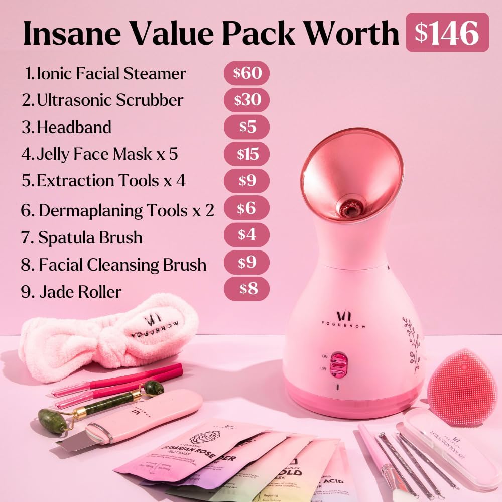 Facial Steamer Spa Kit with Complimentary 17 Skin Care Tools | Face Steamer for Facial Deep Cleaning with Towel Warmer & Humidifier Mode| Self Care Gifts for Women, Spa Gifts, Birthday Gifts for Women - Image 3
