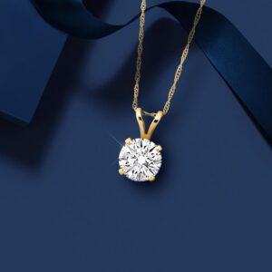 Lab-Grown Diamond Solitaire Pendant -With Unique laser engraved Diamond ID, VVS2 Clarity – D Color , 1/2 to 3 CT – Available in Platinum, 14K Yellow Gold or 14K White Gold- IGI Certified Lab-Grown Diamonds – 18in Chain