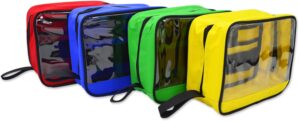 Lightning X Products Premium Color Coded Organizer First Aid Kit Accessory Pouches – Extra Large – Zippered Bag With Transparent Window – Set of 4 for EMT, Trauma, IFAK Medic Kits
