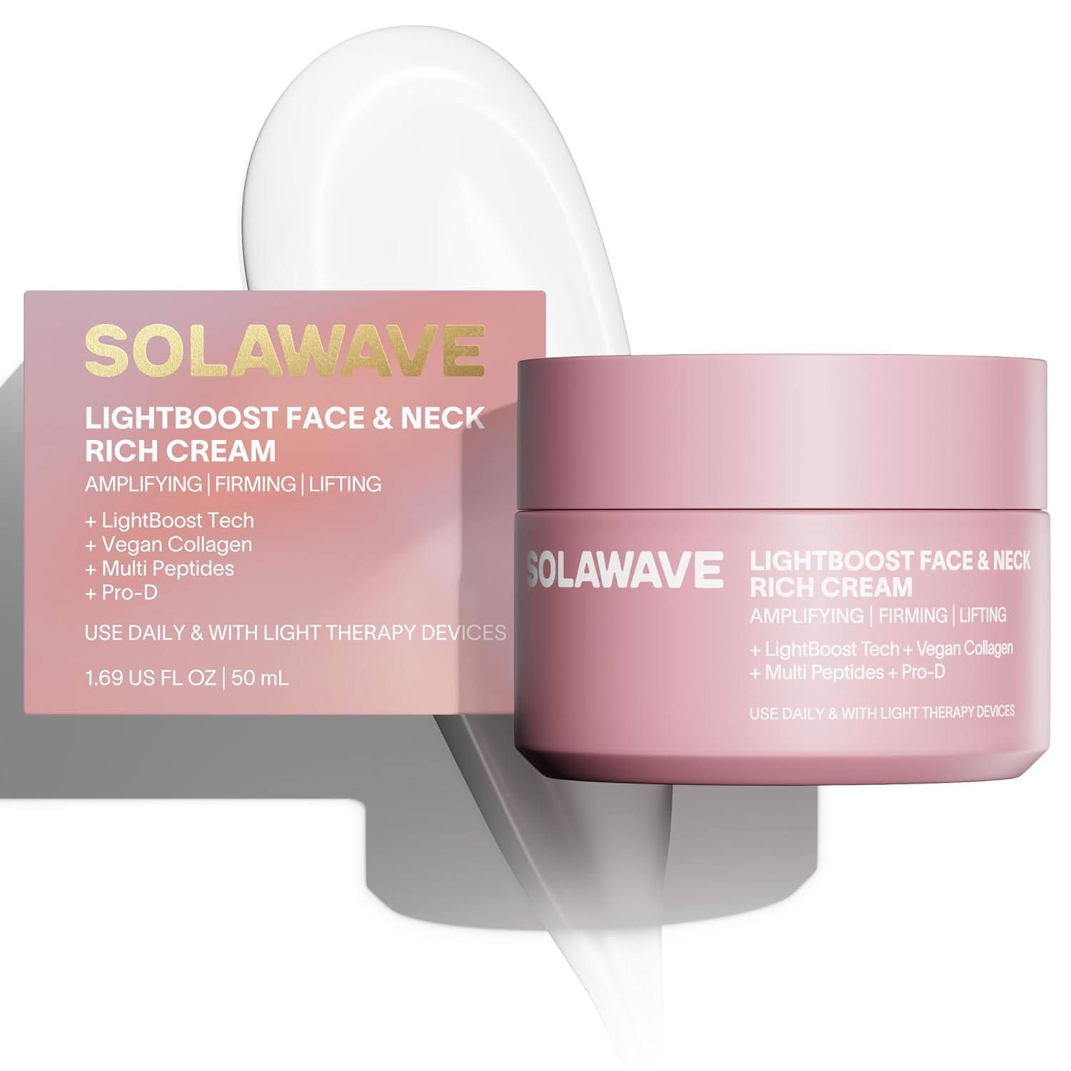 Solawave LightBoost Rich Cream for Face & Neck | Boosts Effects of Red Light Therapy | Daily Anti Aging & Skin Firming Moisturizer | Reduces Appearance of Fine Lines & Wrinkles, Increases Hydration