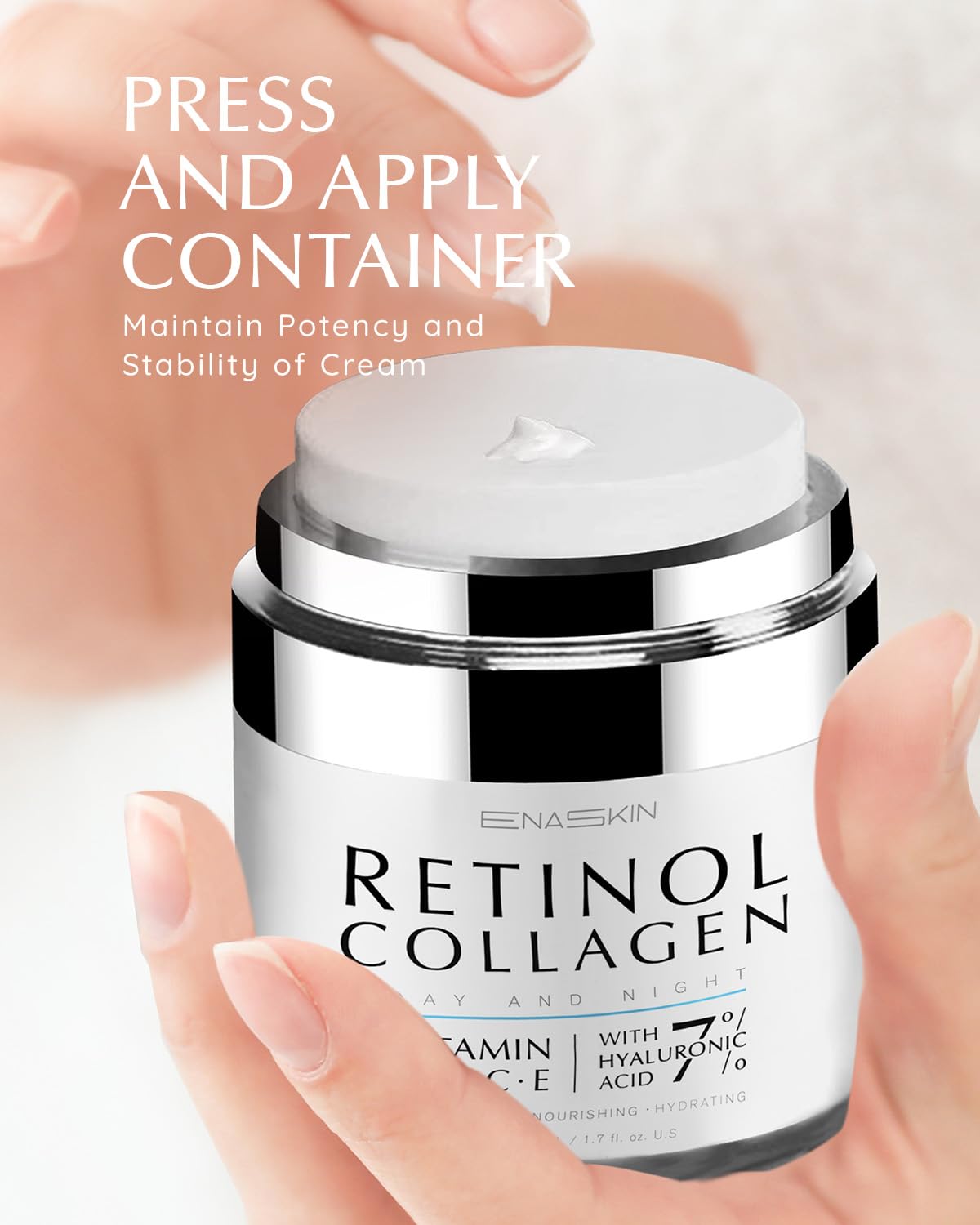 EnaSkin Anti Aging Face Cream: Retinol Collagen Wrinkle Moisturizer for Women - 7% Hyaluronic Acid - Day/Night Facial Sagging Skin Care & Firming Neck, 1.7 fl oz - Image 8