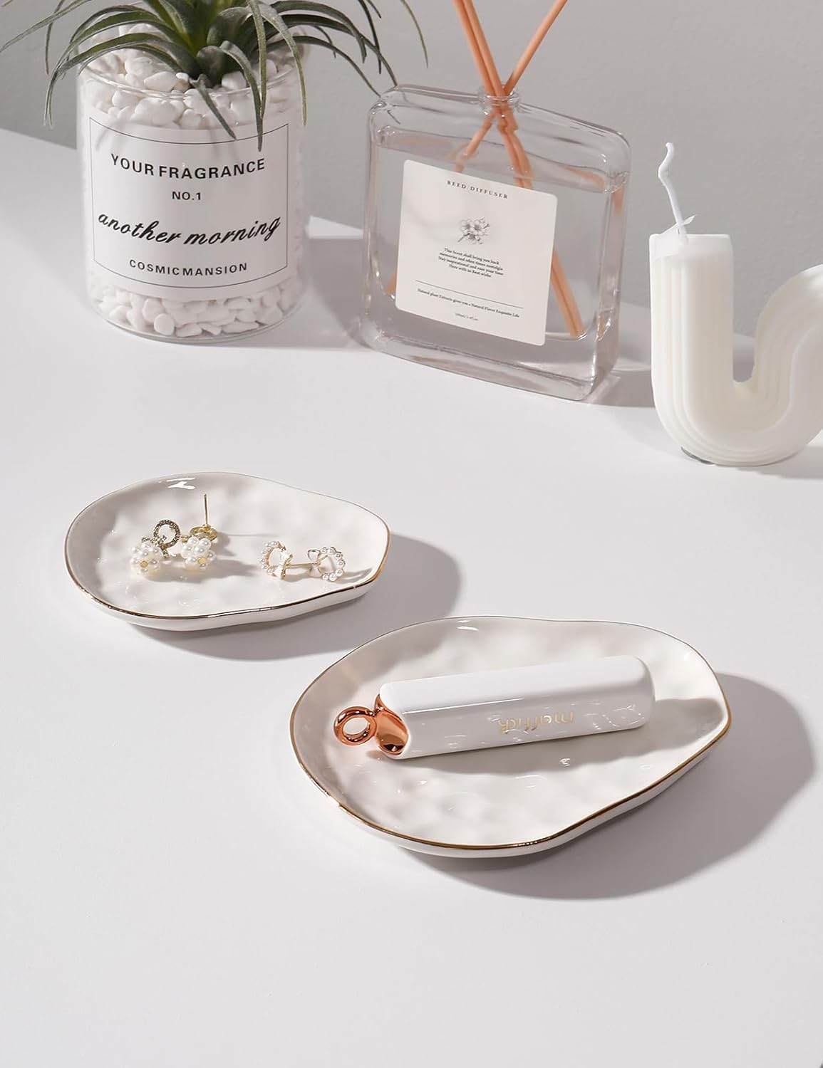 AISBUGUR Jewelry Dish Set of 2, Large Jewelry Tray for More Jewelry Ring Dish Jewelry Bowl with Beautiful Package and Greeting Card Perfect for Birthday Gifts for Women - Image 3