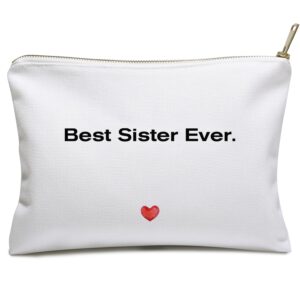 Cosmetic Case, Best Sister Ever, Linen Toiletry Bag, Pouch, Double Printing Kiwi Fruit, Purses, Meaningful Graduation Gift for Soul Sister.