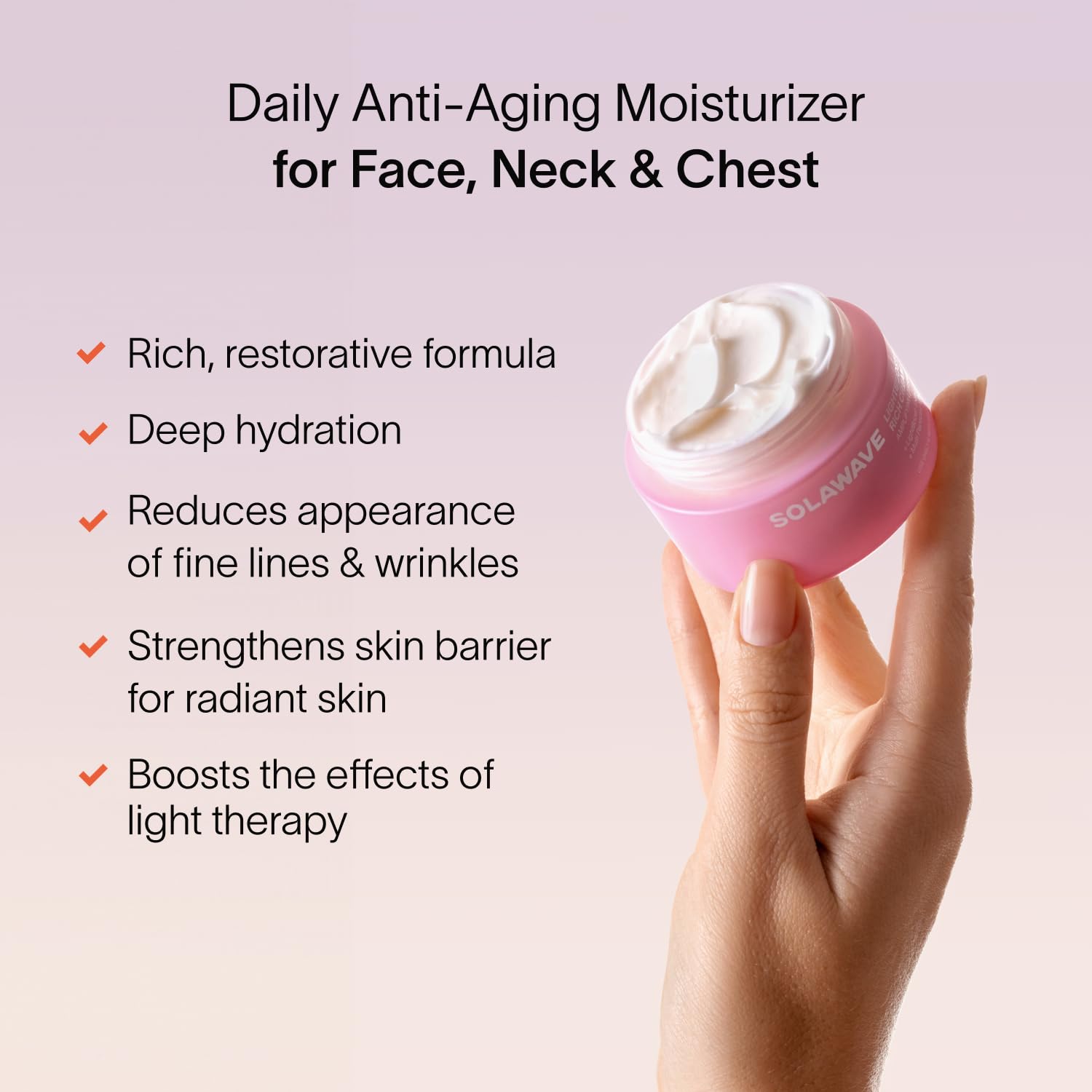 Solawave LightBoost Rich Cream for Face & Neck | Boosts Effects of Red Light Therapy | Daily Anti Aging & Skin Firming Moisturizer | Reduces Appearance of Fine Lines & Wrinkles, Increases Hydration - Image 2